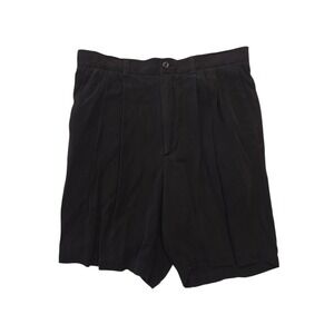 Caribbean Silk Shorts Mens 32 Black Pleated Relaxed Fit 100% Silk Vintage